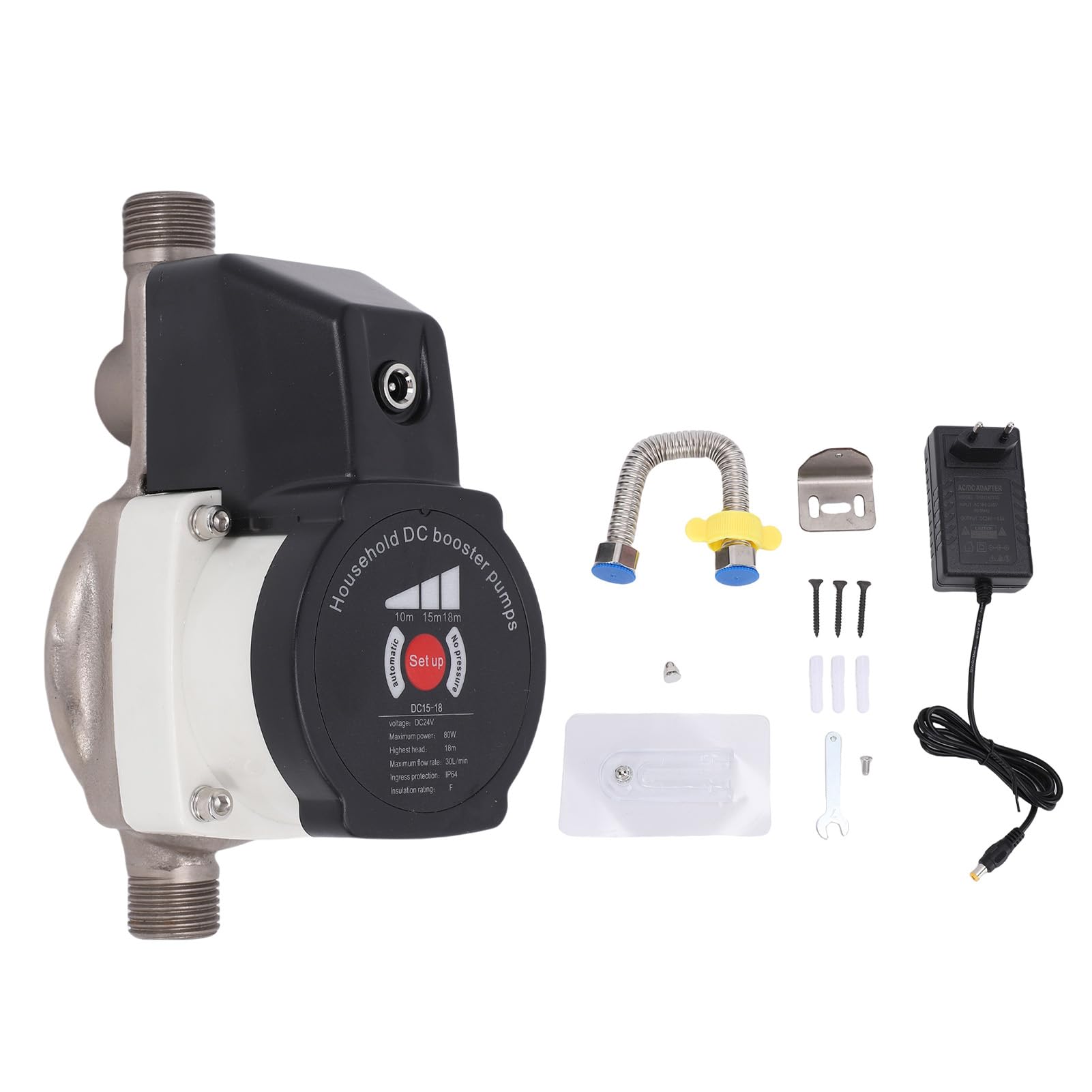 Fabater Pompa Booster per Pressione Dell'acqua, Pompa per Doccia Intelligente e Silenziosa de 475,5 GPH e 80W con Interfaccia NPT de 1/2 Pollice, modalità Manuale/automatica (EU)