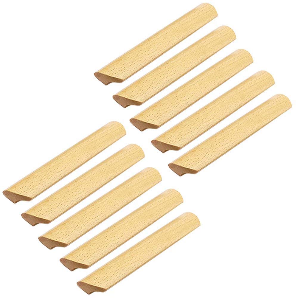 10 x Holzknauf mit Schrauben, Schubladen, Möbel, Schrank, Kommode, Zuggriffe, Schrankknöpfe, 160 mm (Lochabstand: 128 mm)