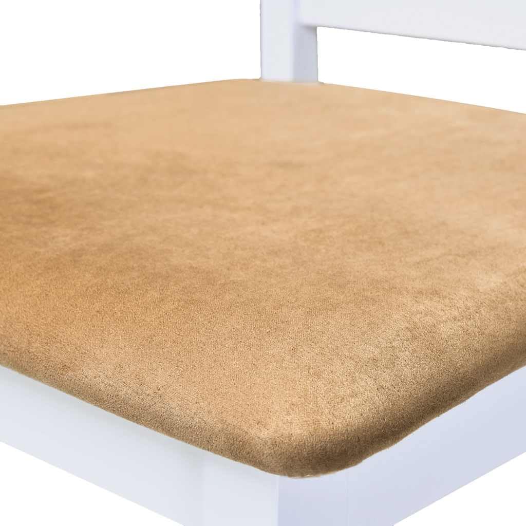 Table mange-debout blanche avec placage en bois véritable et 4 tabourets de bar en bois d'hévéa, 110 x 60 x 90,8 cm, hauteur d'assise 62 cm, salon à manger pour salle à manger, terrasse, balcon