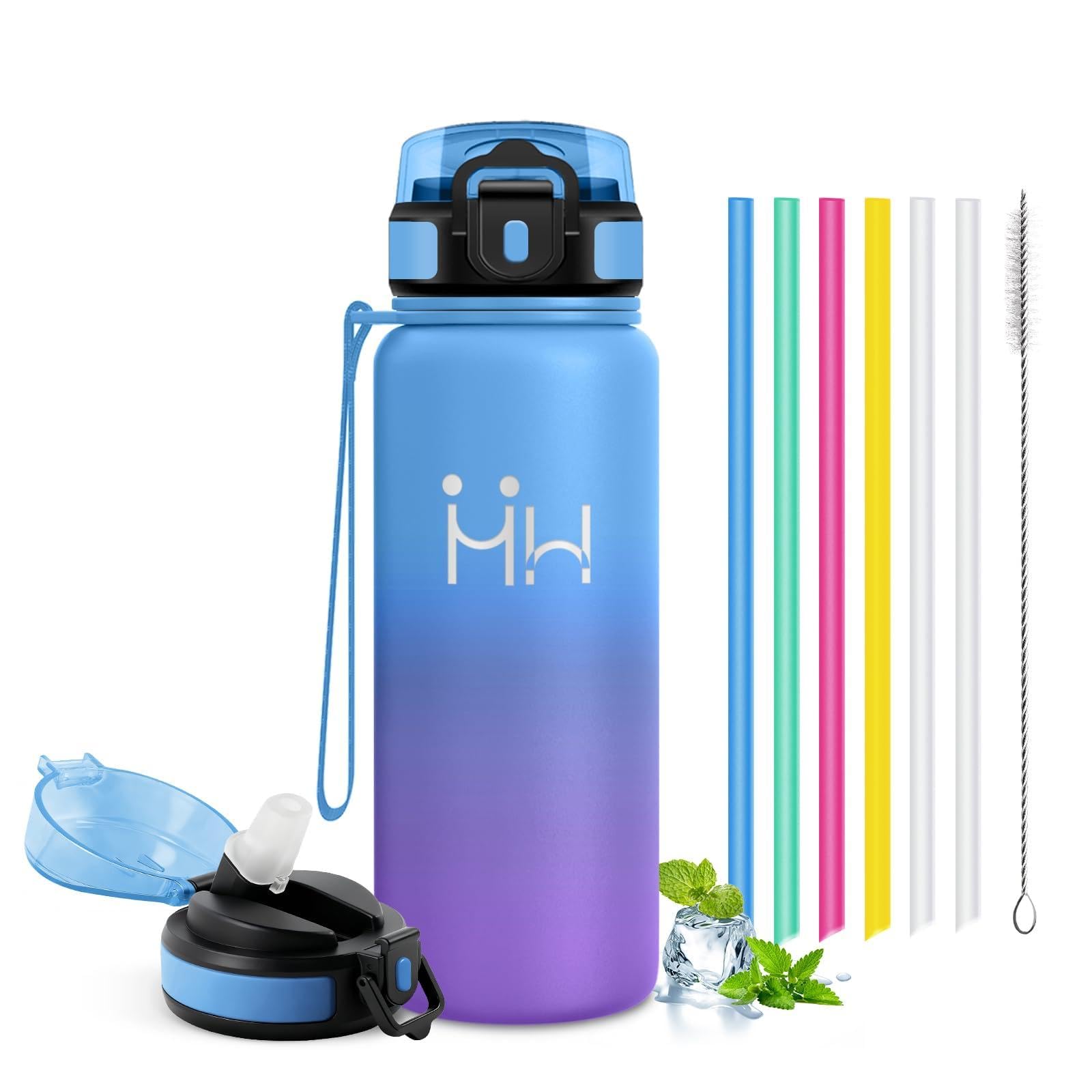 750ml Insulated Water Bottle with Straw Reusable Leak Proof Portable Bottle for Commute, Picnic, Beach