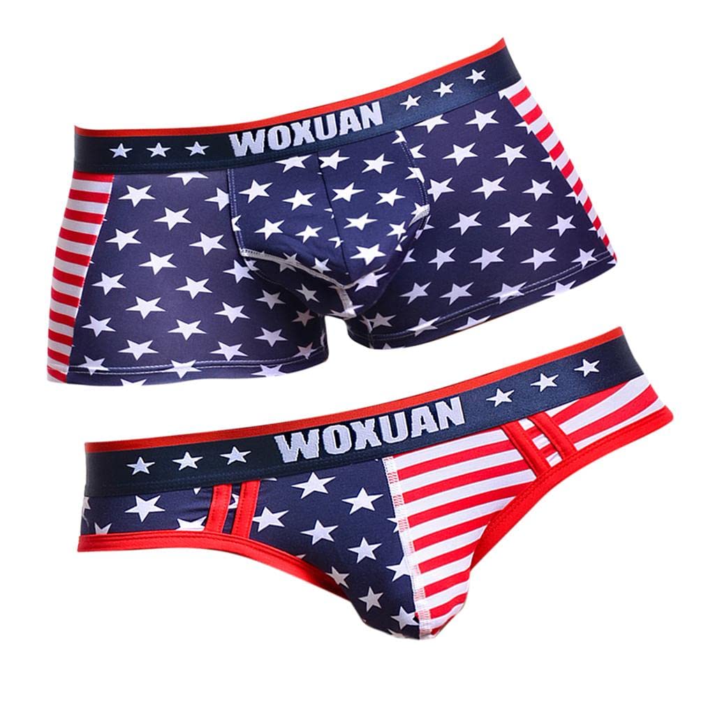 2 Mens Elegant American Symbol Underwear Thong Boxer Briefs Trunks Shorts Panties-image-9