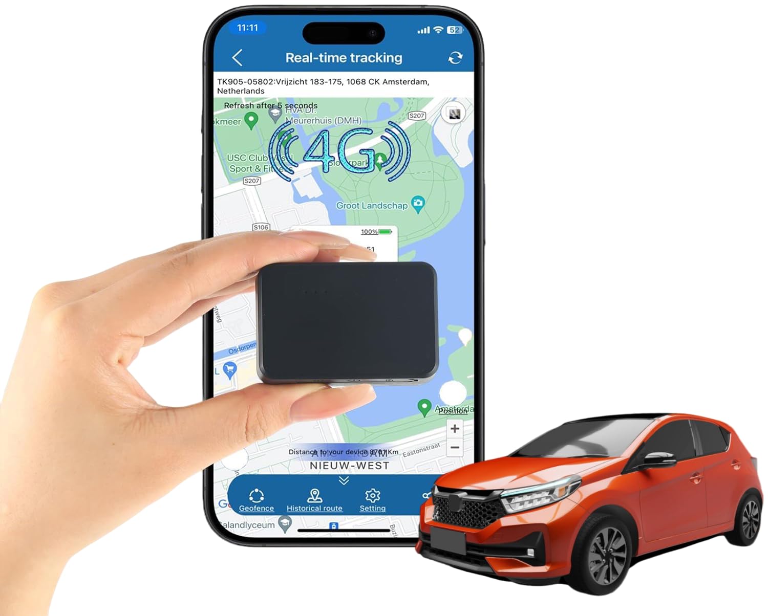 Localizador GPS para Coche Auto con App, Rastreador 4G LTE para Vehículos, Motos y Equipaje, Batería de 60 días Mini GPS con Tarjeta SIM Incorporada, Monitoreo en Tiempo Real e Historial de Ruta