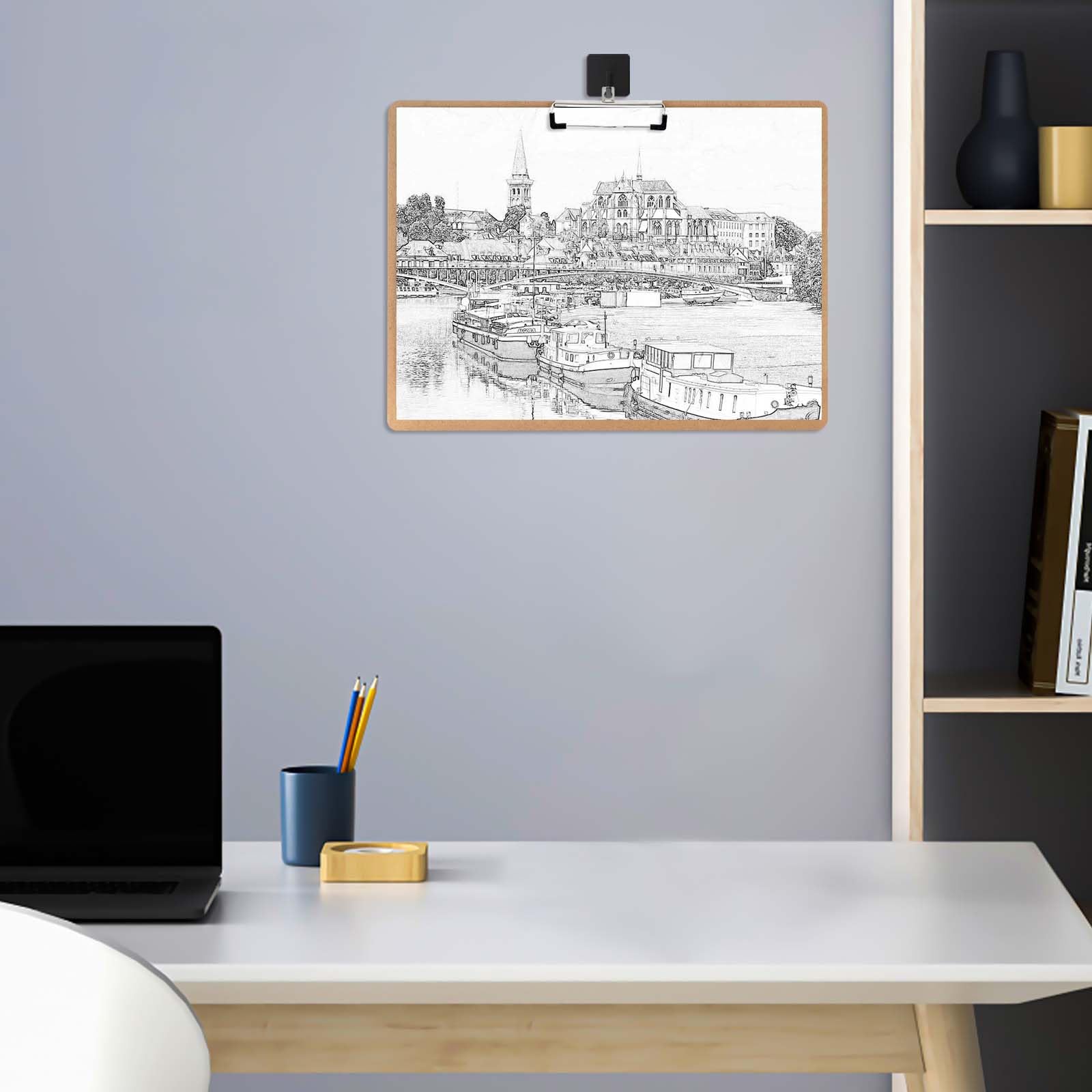Grande Portapapeles A3 de Madera, 2 Piezas, Versión Horizontal, Hecho de Fibra de MDF, para escribir, dibujar, pintar y hacer bocetos en la escuela, en casa y al aire libre