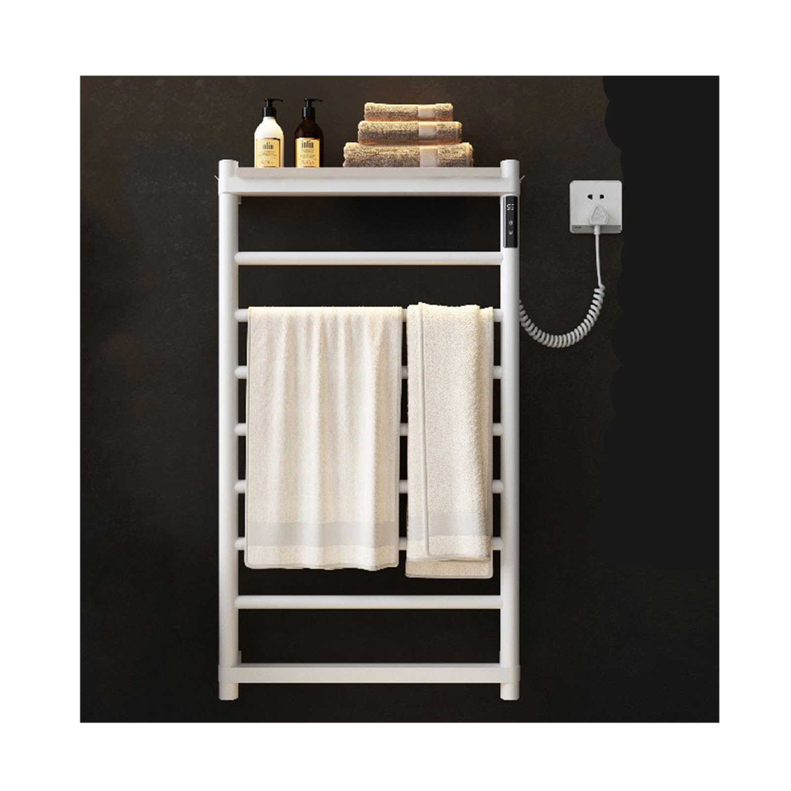 Tendedero calefactable de pared con temporizador para quitar la humedad del baño