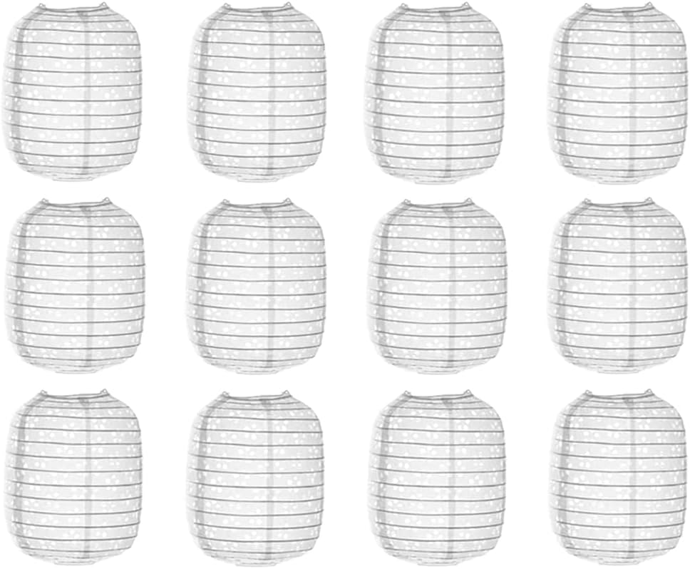 12 Pieces Chinese Paper Lanterns Hanging White Hollow Out Lanterns 6 x