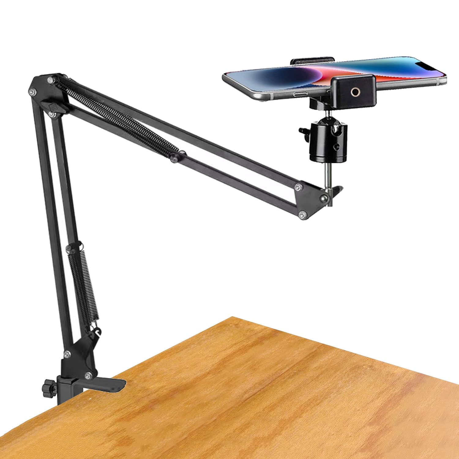 Phone Holder With Ring Light, Flexible Articulating Phone Arm