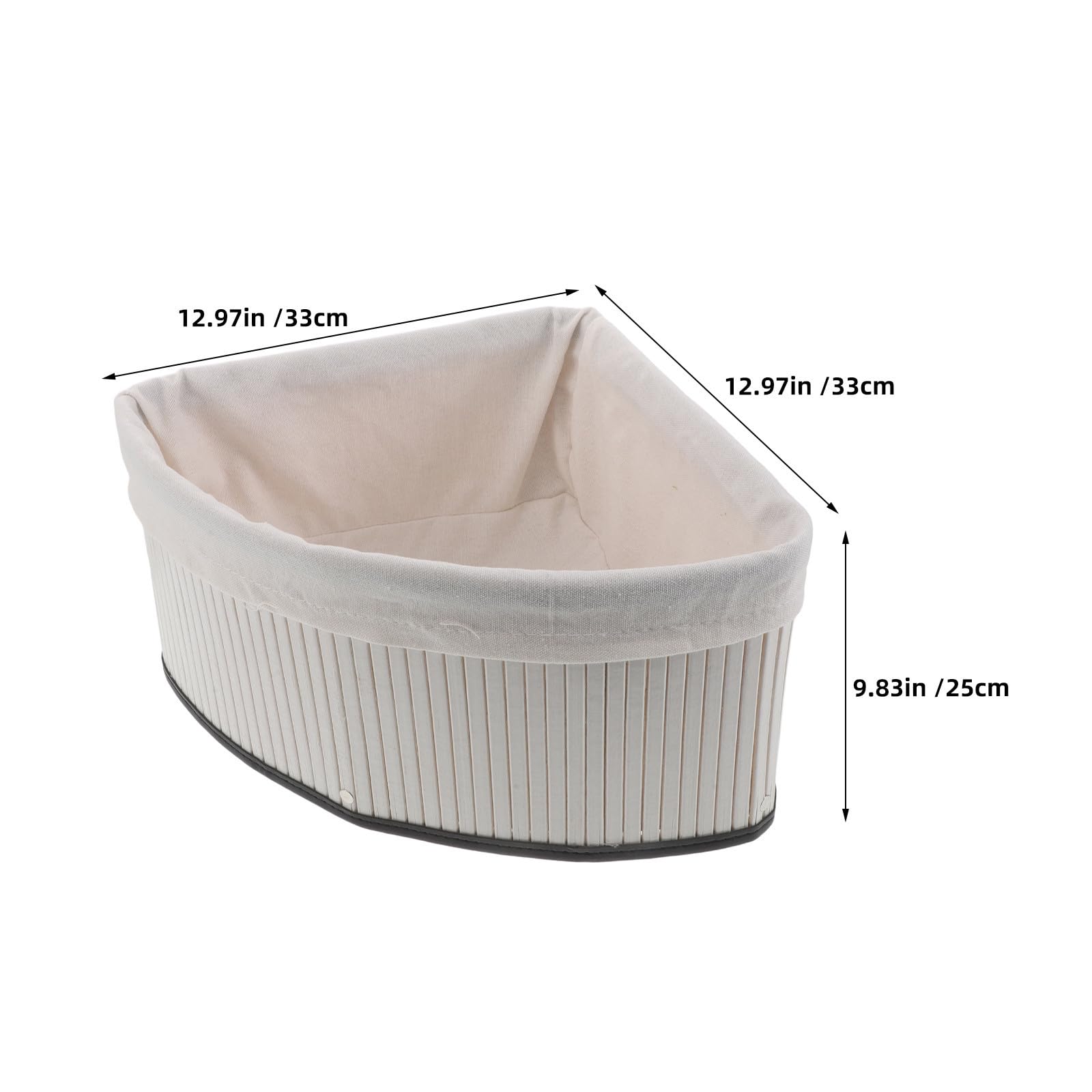 Cesta Organizadora de Bambú en Forma de Abanico Triangular para Armarios con Diseño Tejido y Forro, Maximiza Espacio en Esquinas para Cocina y Dormitorio