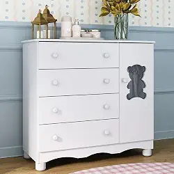 Cômoda Infantil Multimóveis Mp4479 Branco 95cm 1 Porta com Vidro e 4 Gavetas