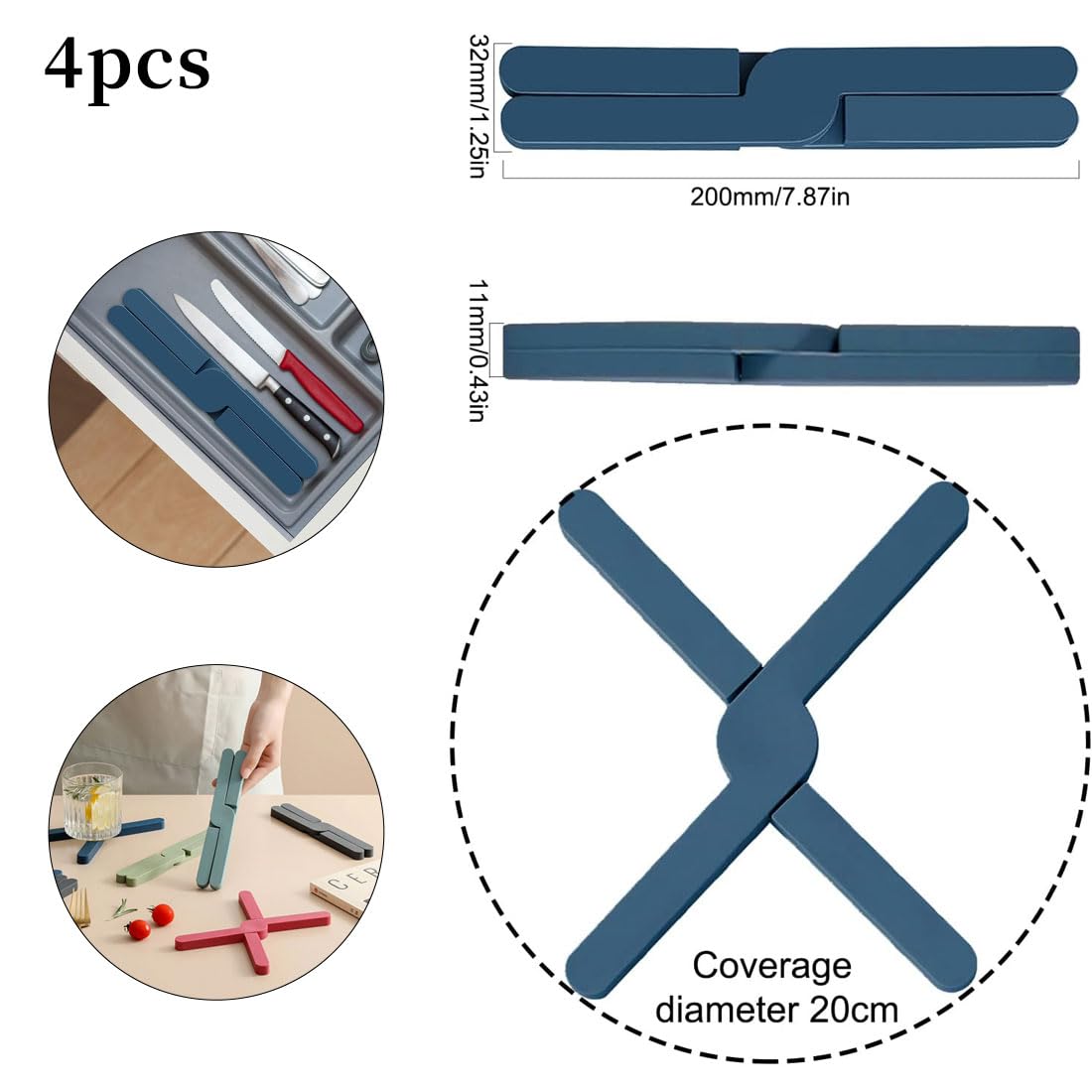 Set 4 Sottopentola In Silicone - Resistente Al Calore Fino A 232°C, 15x15 Cm, Per Proteggere Tavoli E Piano Cucina