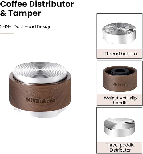 Miniatura 2 de Distribuidor de café de 2.098 in y manipulador para portafiltro Breville de 2.126 in Distribuidor de espresso de nogal  Profundidad ajustable de