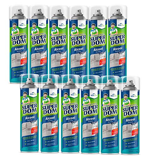Kit 12 Álcool 70% 66,6 INPM Spray Super DomLine 400ml