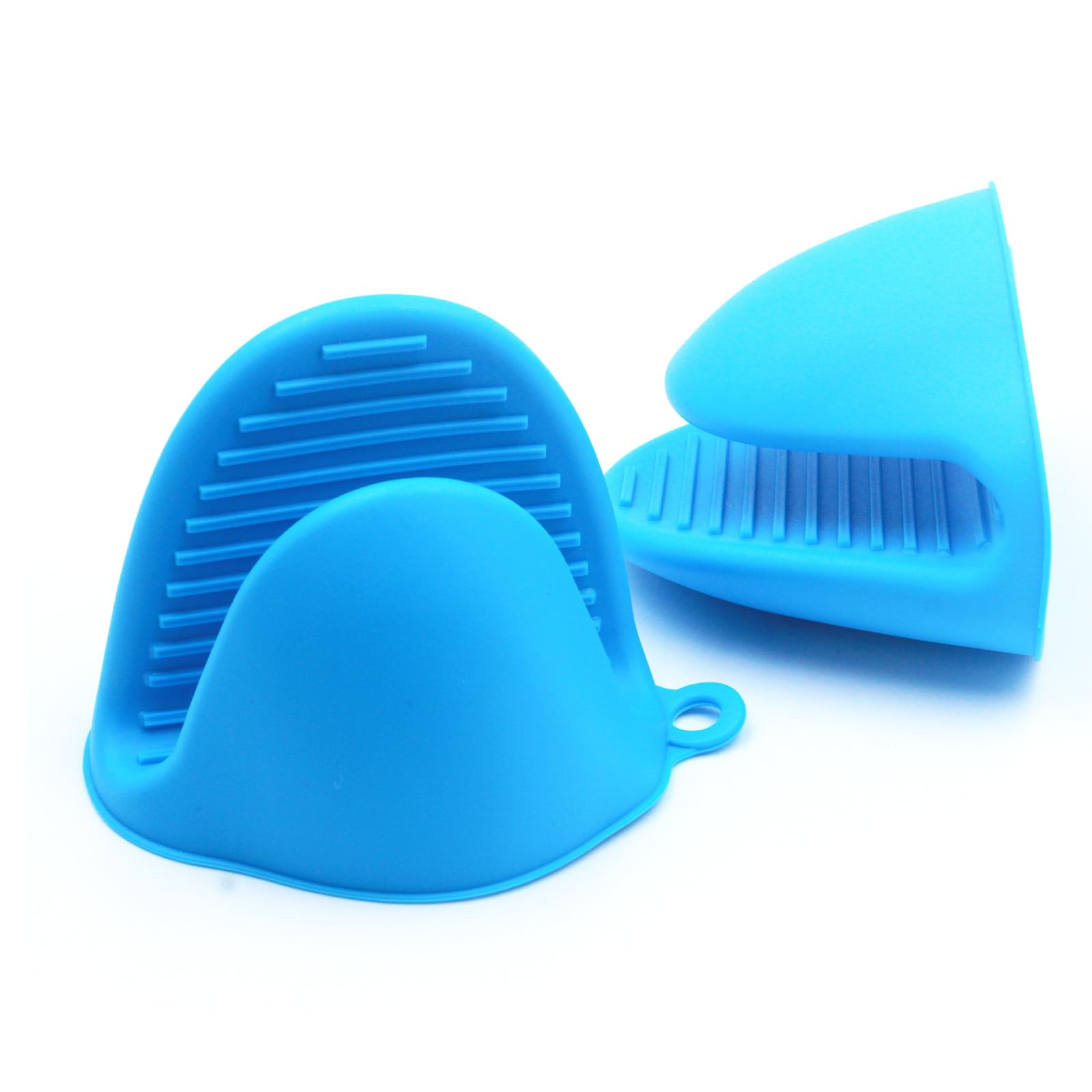 Mini Silicone Oven Mitts Set – Heat Resistant, Non-Slip, BPA-Free Gloves for Baking, Cooking, Microwave Use – Foldable Pot Holders for Kitchen & Grill, Dishwasher Safe(1 Pair, Blue)