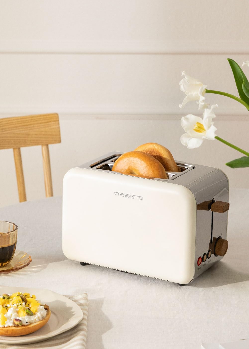 CREATE/PACK TOAST RETRO + KETTLE RETRO L/Grille-pain blanc cassé avec bouilloire blanc cassé/Bouilloire 1,7 L
