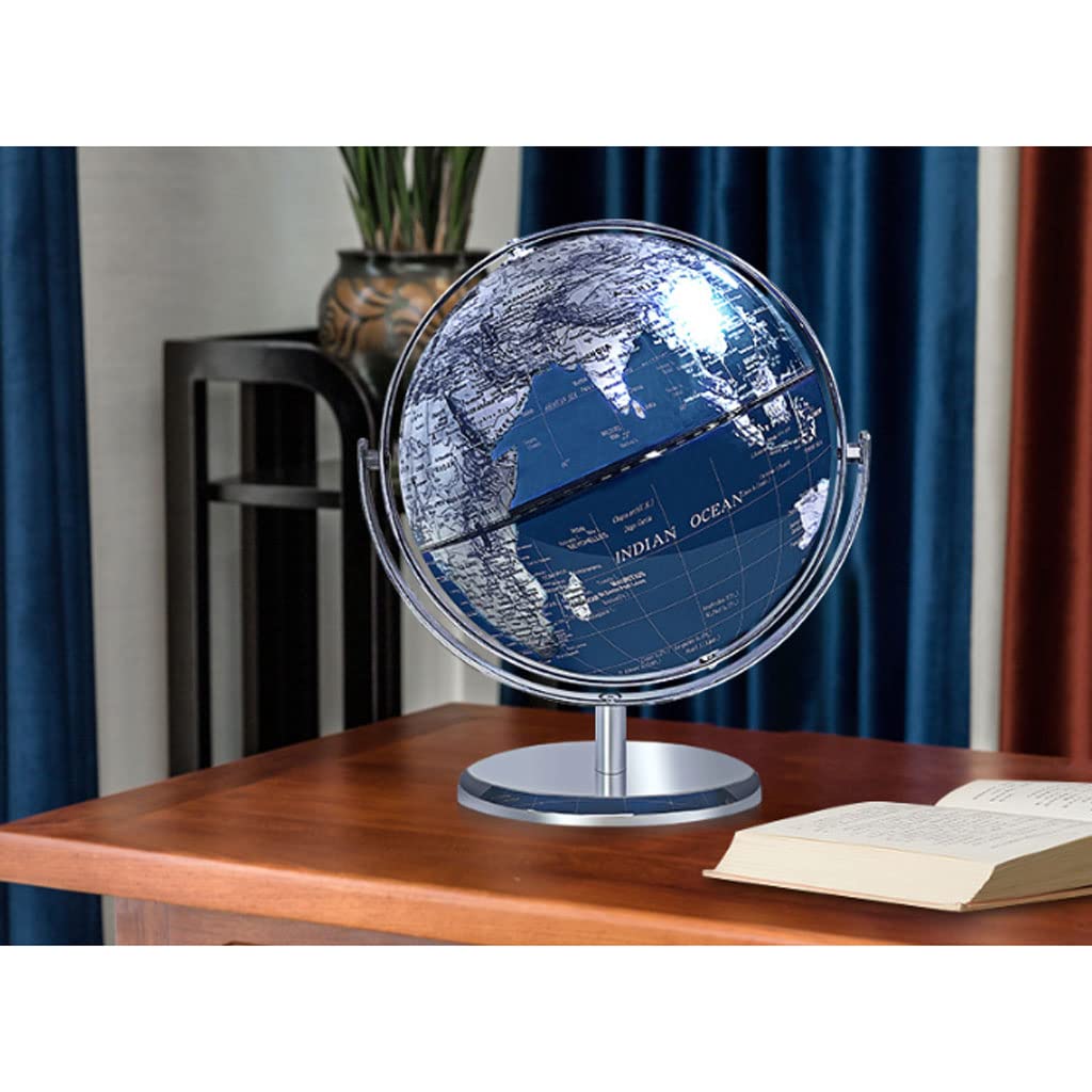 SYALEO Mappamondo Mappamondo da 20,3 cm con oceani Blu, Sfera Metallica, Globo Girevole a 720° con Arco in Metallo e Base per Studenti, cancellabile e scrivibile, Inglese World Globe