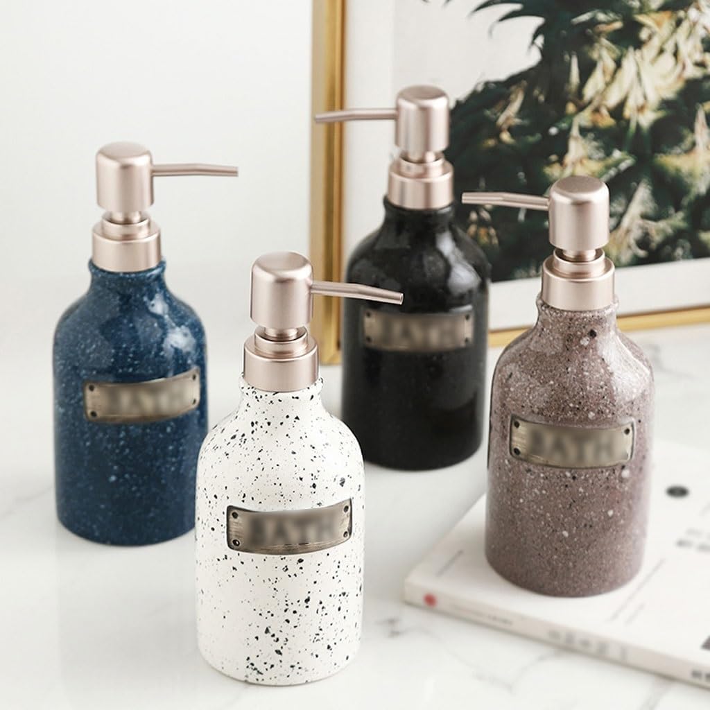 Kitchen Soap Dispenser Multifunctional Ceramic Bathroom Soap Dispenser Hand Soap Bottle Press Bottle Shower Gel Shampoo Bathroom Bottle Bathroom Soap Dispenser(C)