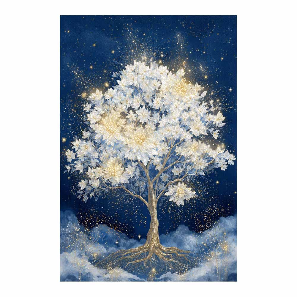 XENIOU Tree Of Life Glowing Golden Water Tree canvas painting wall art, Living Room Bedroom Hallway Stairs Decoration.(Multicolor)-70x100cm Unframed