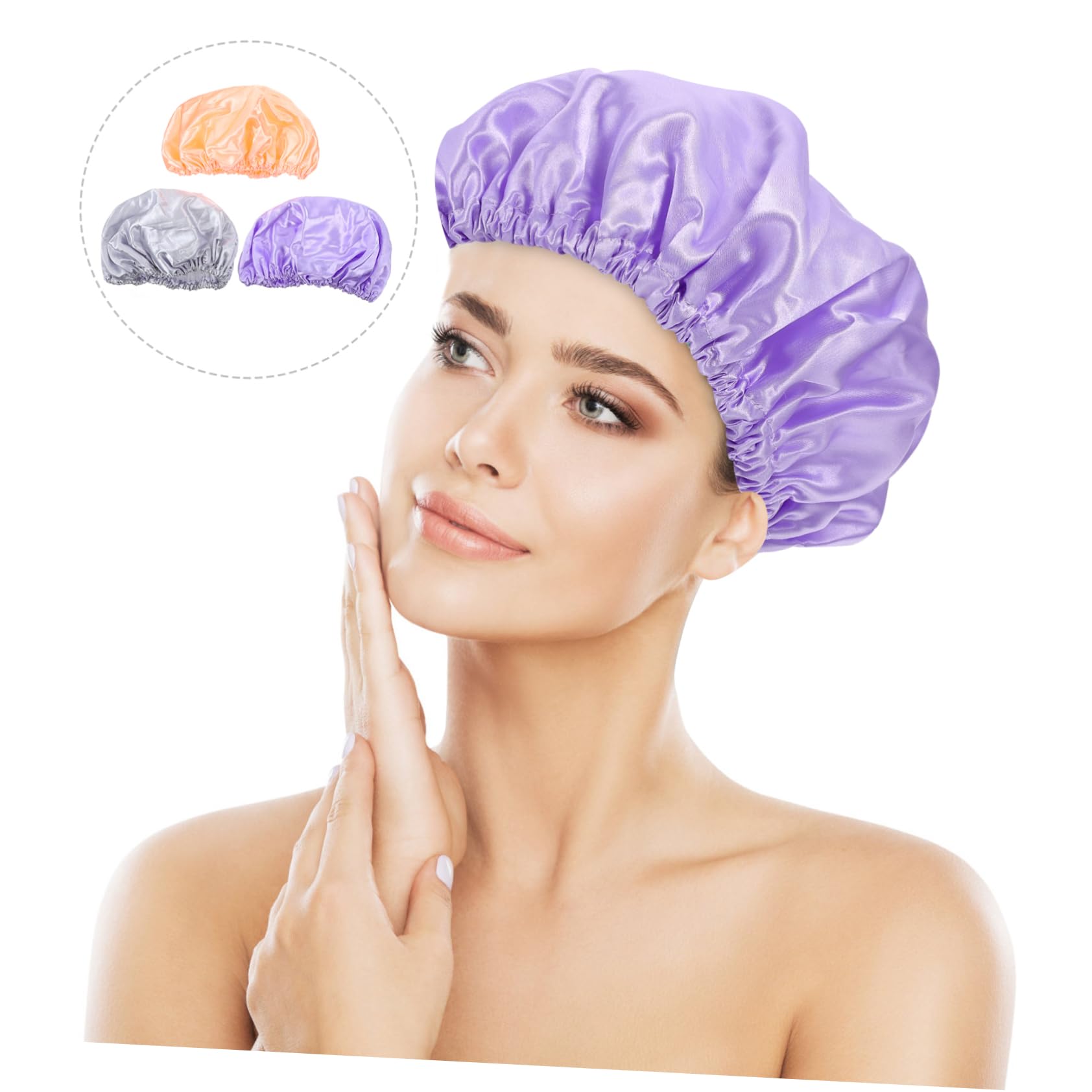 Beaupretty 3 Piezas Gorro De Ducha De Eva Gorros De Baño Hogar Color Sólido Para Proteger El Cabello Baño Usar Como De Dormir Nocturno