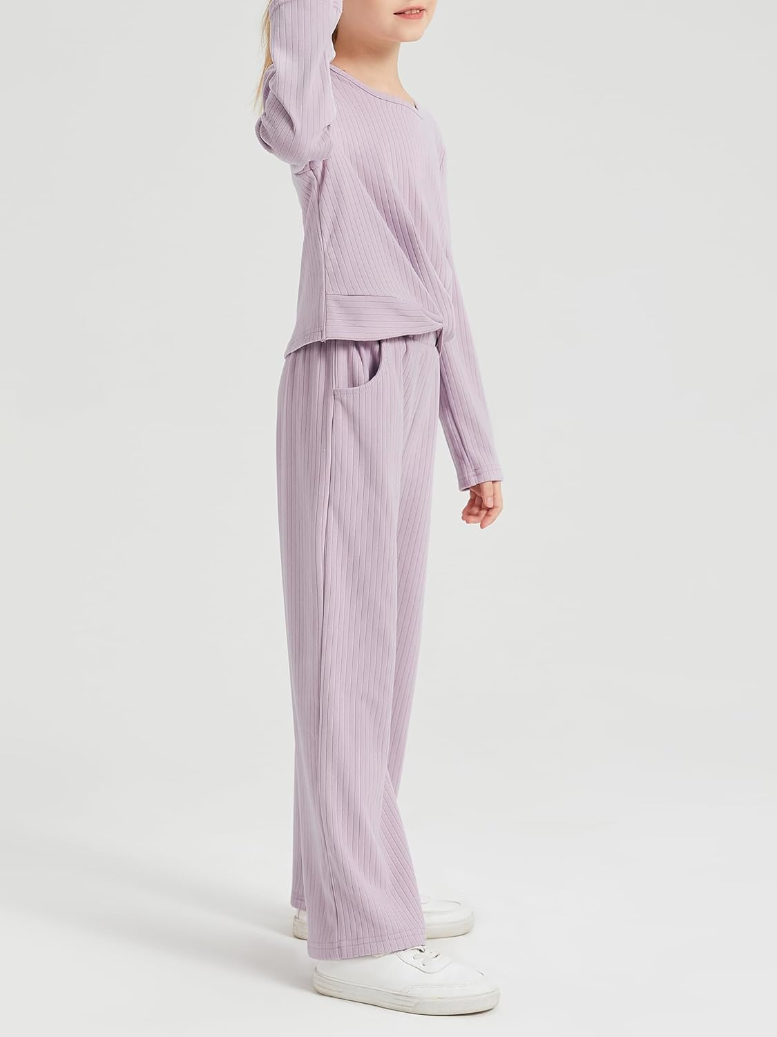 Girls Fall Outfits Tie Knot Crop Tops Wide Leg Pants with Pockets 2025 Winter Sets Active Wear - Image 4