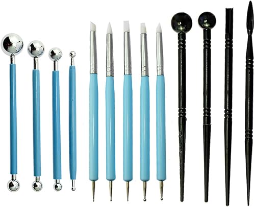 BIGTEDDY - 13 herramientas de escultura de arcilla de modelado de polímero punteador puntas de silicona lápiz de bola cerámica y arcilla de cerámica