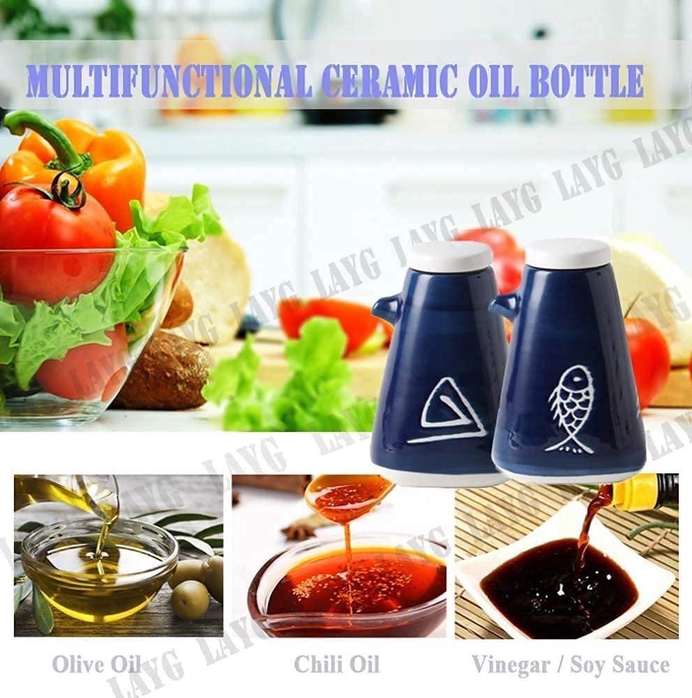 Dispensador de Aceite y vinagre, Elegante dispensador de Aceite y vinagre de cerámica, Juego de 3, condimentos y Utensilios de Cocina.