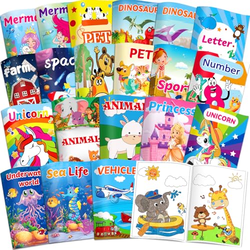 20 libri da colorare per bambini dai 4 agli 8 anni e dai 2 ai 4 anni, regali di Natale per Halloween, feste di compleanno, regali scolastici, attività scolastiche, includono unicorno, sirena, alpaca,