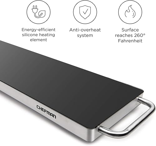 Miniatura 6 de CHEFMAN Freidora de aire digital multifuncional+asador, deshidratador y elemento calefactor de placa de calentamiento eléctrica larga, comida de