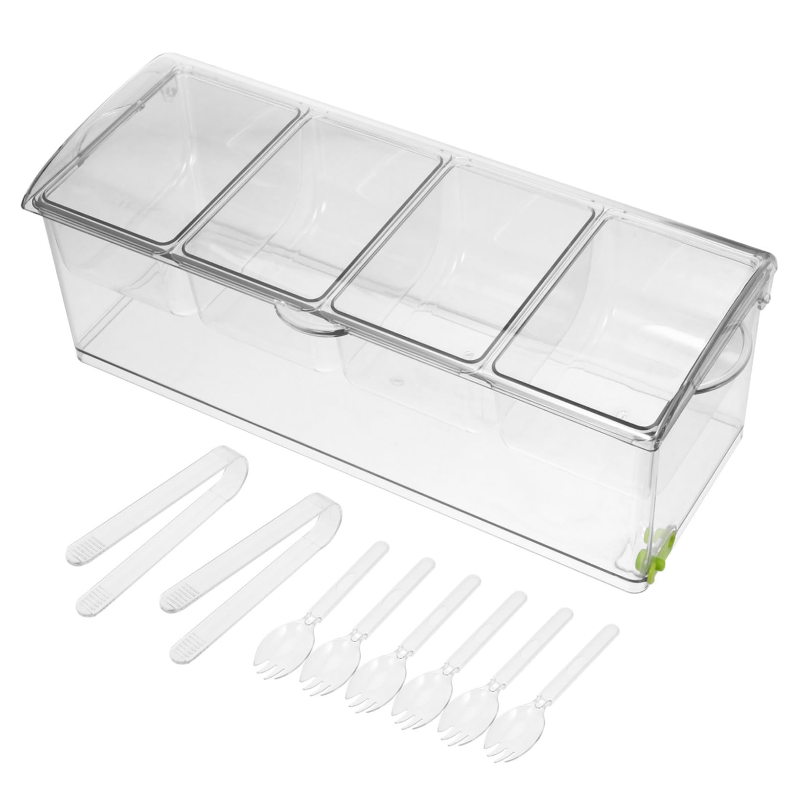 TOYANDONA Stapelbarer Kühlschrank Organizer Fach Compartments Frischhaltedosen mit Clips und Löffeln für Vielseitige Nutzung Küche Bar und Beim Picknick