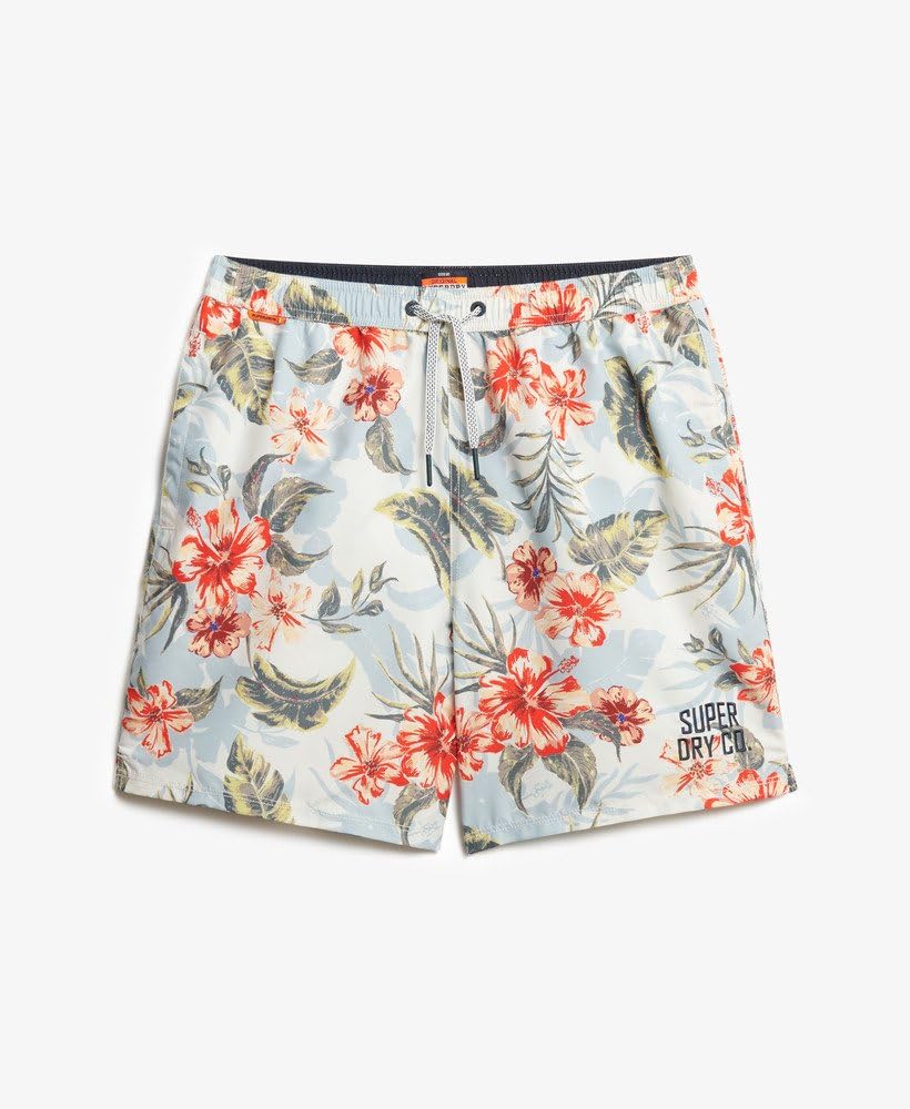 Superdry Bañador para hombre de 43 cm de largo con estampado hawaiano