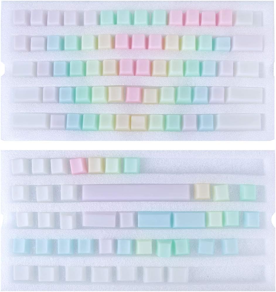POM Jelly Keycaps Doubleshot Translucent OEM Profile for 61/87/104/108 Keys PC Gaming Mechanical Keyboards (Rainbow)