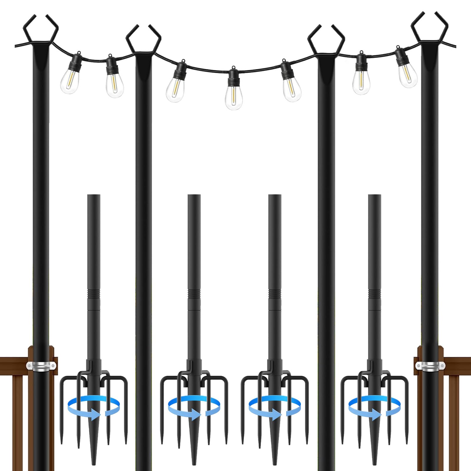 Gancho De Pastor, 4PCS 300CM Ganchos De Pie En Exteriores Para Casa De Pájaros Varilla De Montaje De Jardín Para Iluminación Decoración De Bodas Gancho De Pastor De Jardín Para Uso En Exteriores