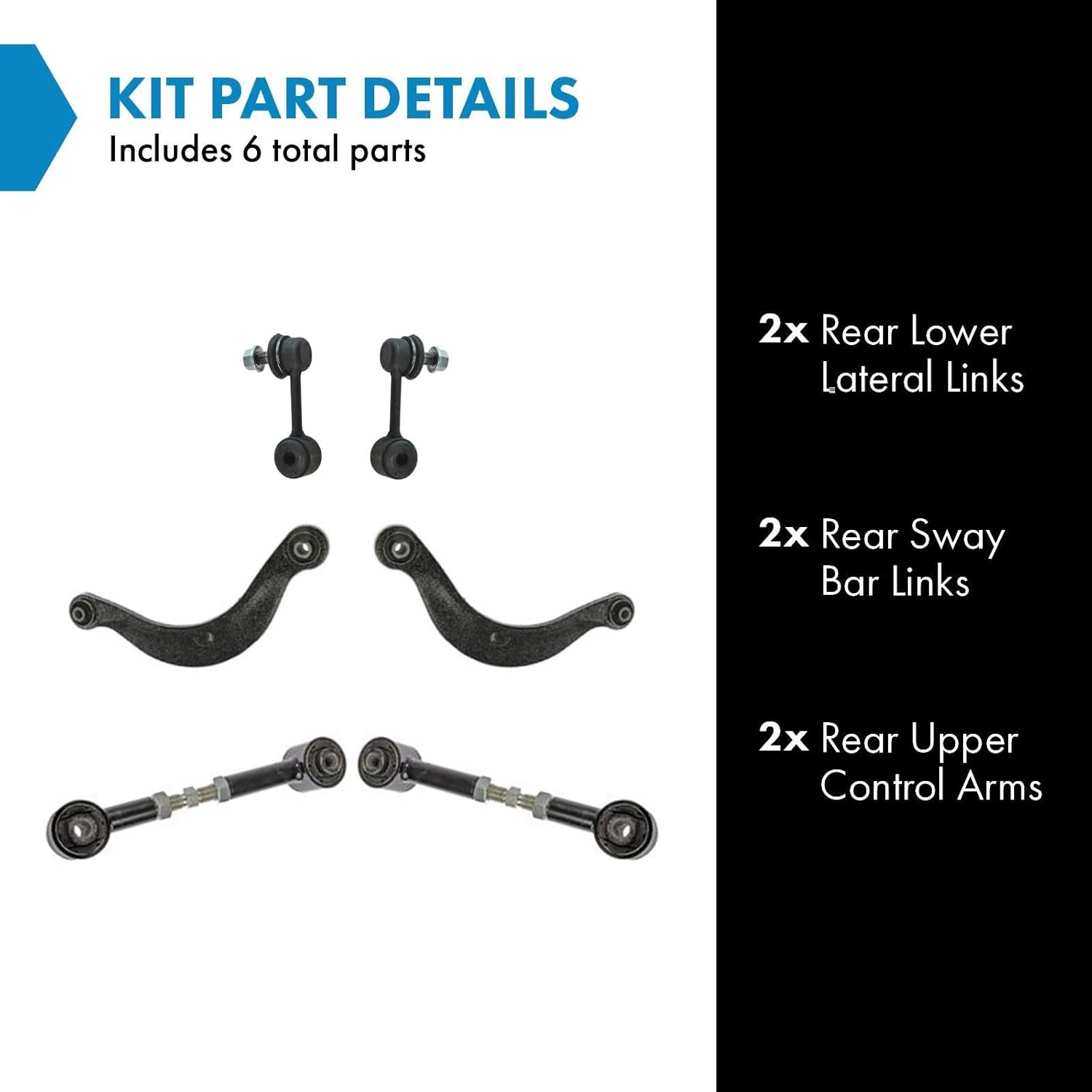 TRQ Rear Suspension Kit Control Arm Lateral Link Sway Bar Stabilizer Link Compatible with 2006-2012 Ford Fusion 2007-2012 Lincoln MKZ 2006 Zephyr 2006-2011 Mercury Milan MA5512101