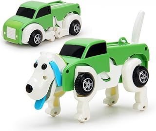 時計じかけの変身車 | 2 in 1 変身する犬の車のおもちゃ,犬への時計じかけの変形、車のおもちゃの変形、未就学児向けのおもちゃの車の学習ギフト B