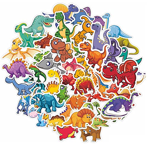 RiyaNed Lot de 50 Autocollants 3D Dinosaures imperméables pour Anniversaire, Peut être collé sur Un Ordinateur Portable, Une Bouteille d'eau, Un téléphone Portable, Un Skateboard Cover