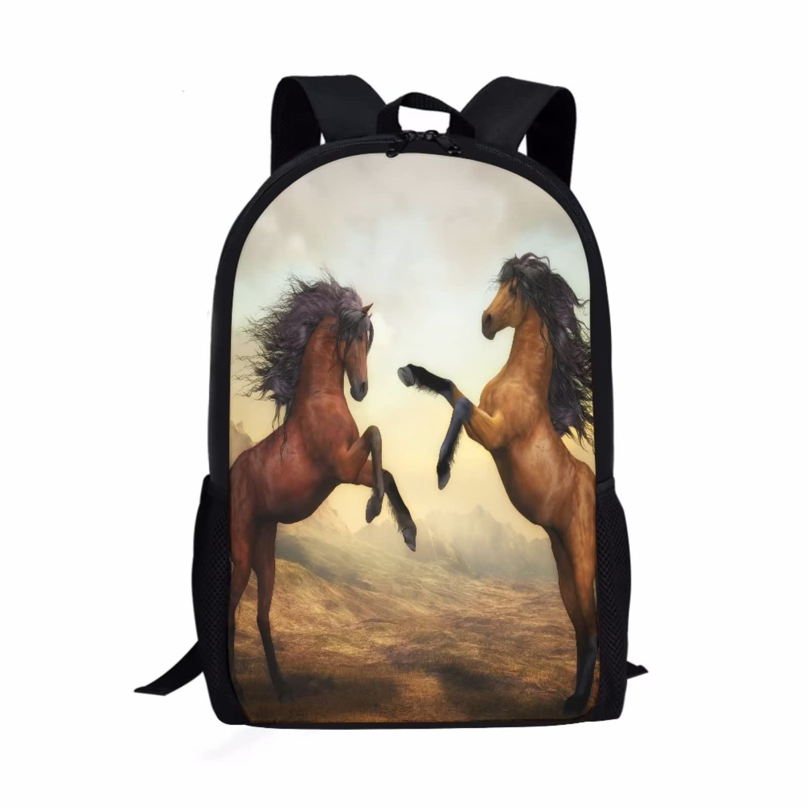 xixirimido Mochila escolar para niños y niñas, mochila de hombro, Dos caballos, Talla única, Mochila informal