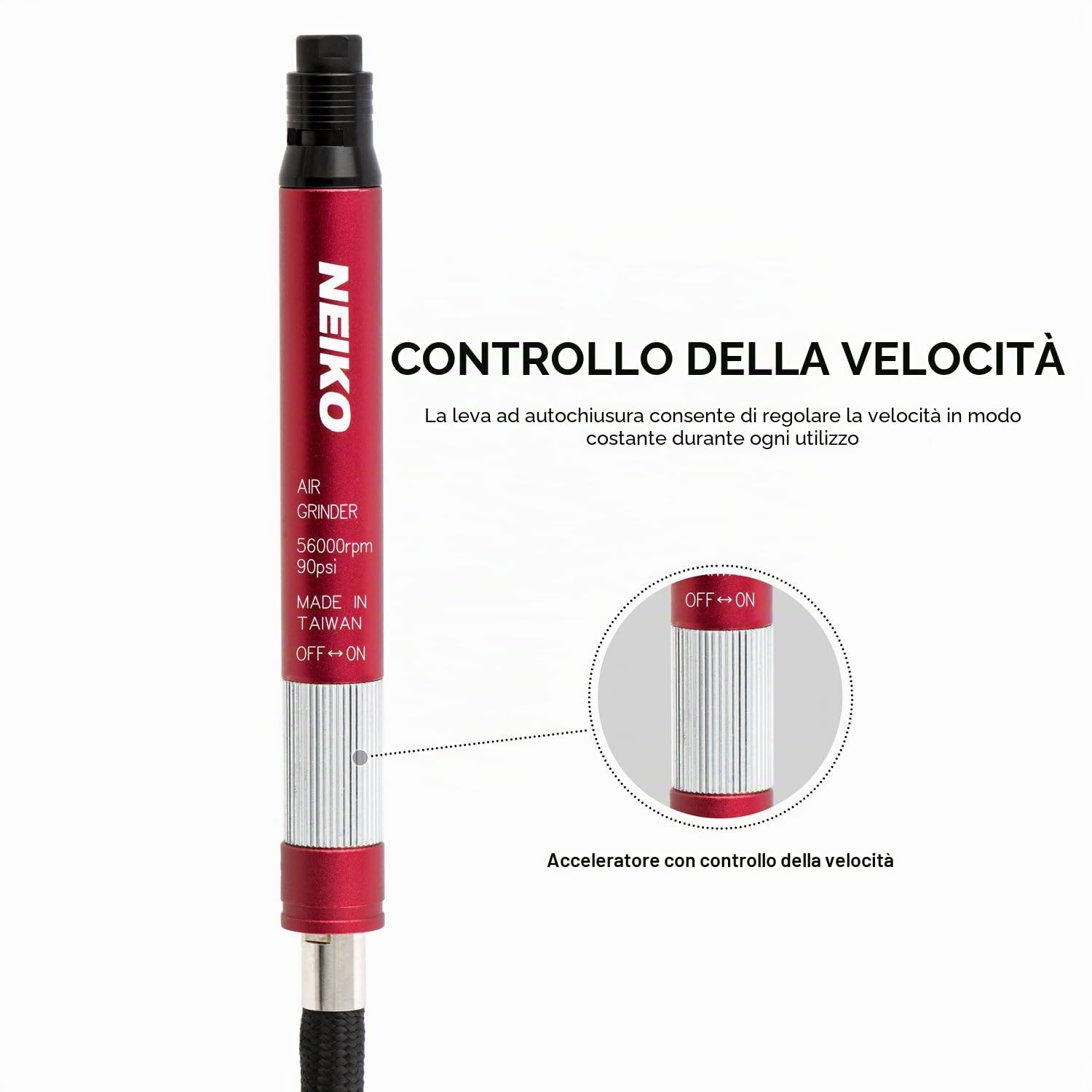 Neiko® 10649 a air-powered micro smerigliatrice, matita tipo con capacità di 54,000 rpm | 1/20,3 cm
