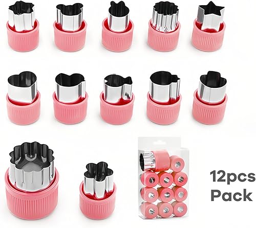 Miniatura 2 de Juego de 12 moldes para cortar verduras, moldes de acero inoxidable para galletas y frutas para chocolate, decoración de pasteles, ensalada y