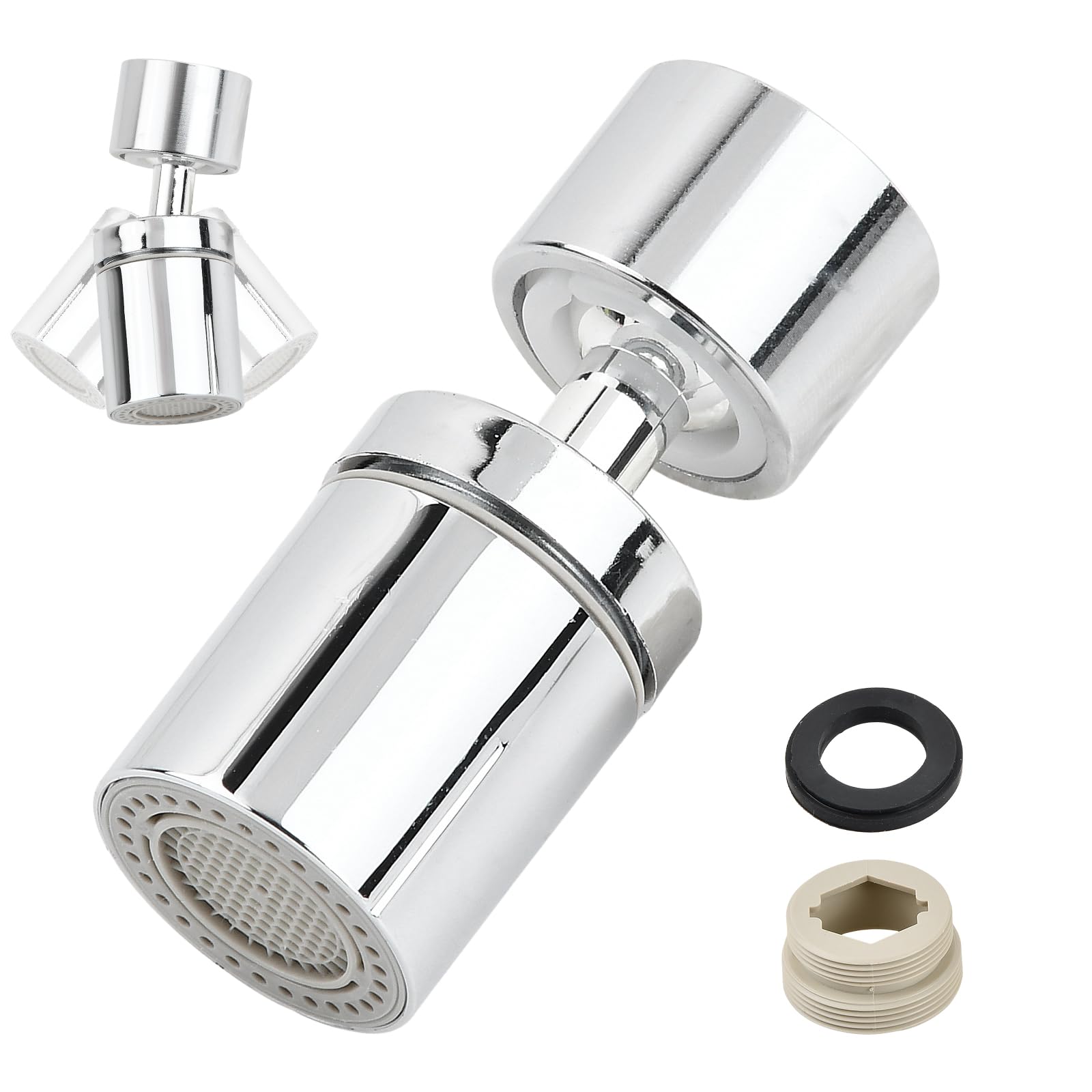 Muiltvoe Tap Aerator, Brass Faucet Aerator, 360° Swivel Tap Aerator for Kitchen Faucets, Water Saving Aerator Tap with 2 Spray Modes, 22mm and 24mm Faucet Attachment for Kitchens and Bathrooms