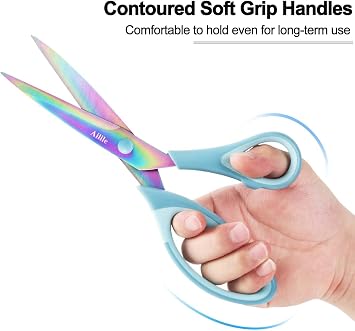 Titanium Coating Sewing Scissors Bundle, Professional Fabric Scissors Set, Ultra-Sharp Stainless Steel Blades, Ergonomic Handle, Great for Tailor, Embroidery, Craft, 9.1/8.4/5.5/4.4 (Blue)