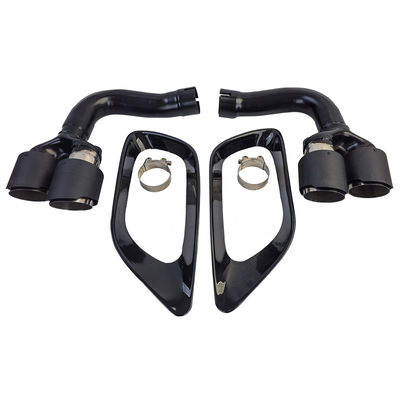 europetuning - 06019-2 DOUBLES SORTIES ECHAPPEMENT ACIER ET CARBONE SPORT PACK M COMPATIBLE BMW X6 E71 30d 40d