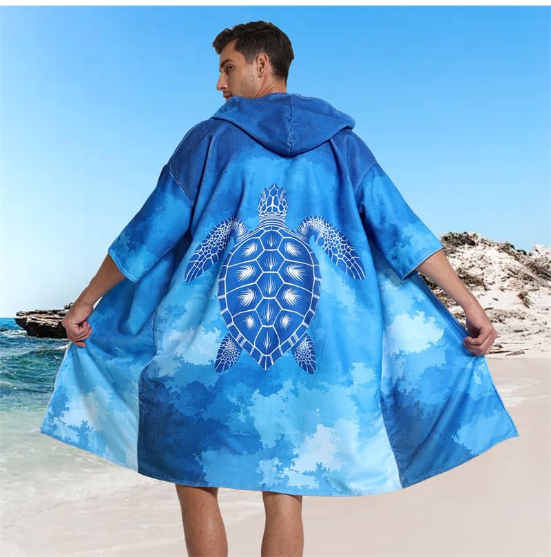 Surf Poncho Changing Towel Swim Robe with Zipper, Absorbent Quick Dry Microfiber Long Sleeves Poncho Hoodie for Swimming2