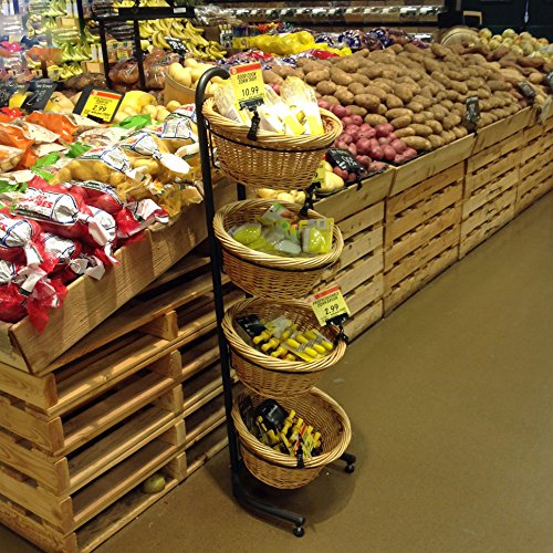 Mobile Merchandisers K1430-4B-MB 4-Tier 4 Round Willow Basket Display thumb #2