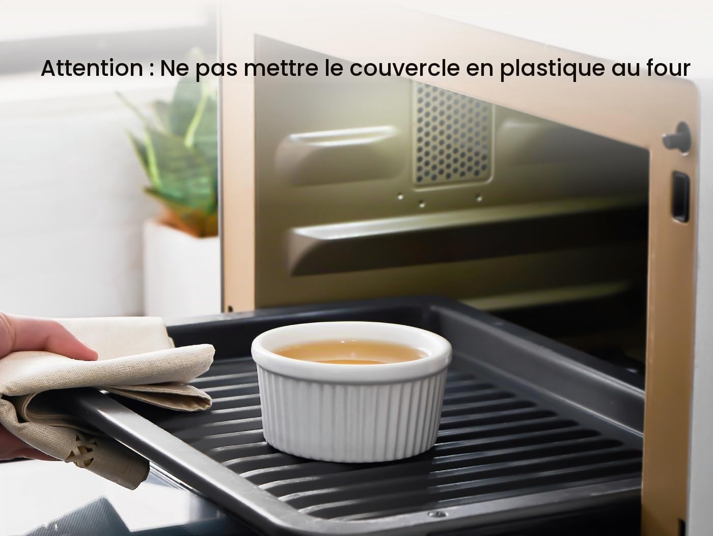 ONEMORE Lot de 6 ramequins en céramique - 237 ml - Passe au micro-ondes et au four - Avec couvercles