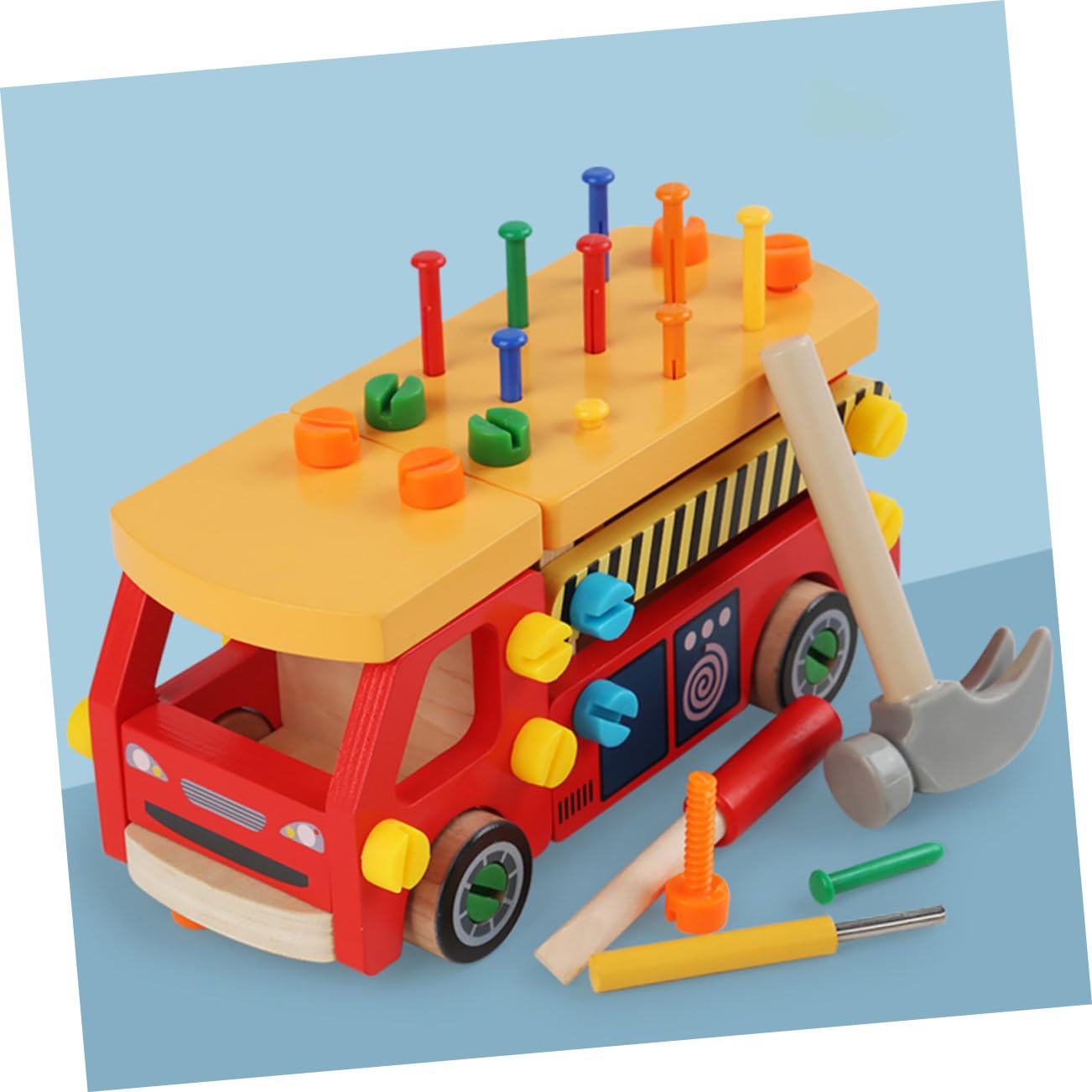 Didiseaon Set di Strumenti in Legno per Bambini Kit di Strumenti Realistici per Coordinazione Mano-occhio Giocattoli Educativi per Bambino Ragazzo