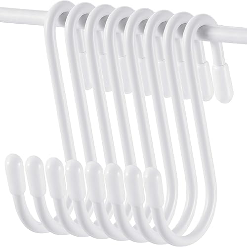 36 ganchos en forma de S para colgar en cocina, baño, dormitorio, oficina, sartén, abrigo, bolsa, plantas (blanco, 2.4 pulgadas)