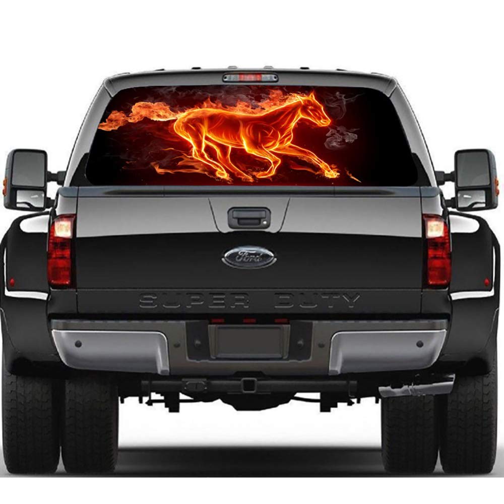 Accessori esterni auto adesivi Decor cavallo rosso finestra posteriore decalcomania auto pickup camion avvolgere grafica perforata vedere attraverso rosso graffio nascosto adesivi auto