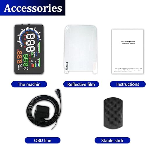 Miniatura 8 de Pantalla frontal para automóviles, velocímetro digital para coche A8 con función OBD, pantalla grande de 5.5 pulgadas, velocímetro HUD para todos