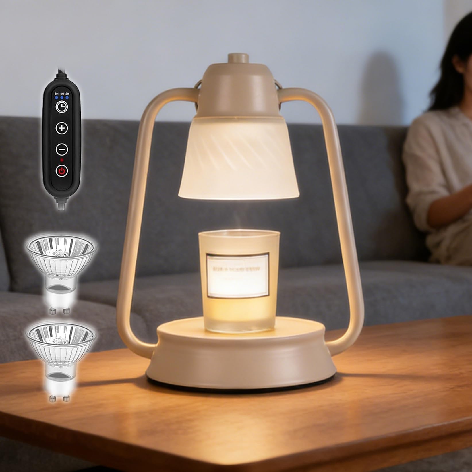 Lampa Podgrzewająca Do Świec Elektryczna Z Timerem, Wosk Topi Się Możliwość Przyciemniania Na Urodziny Prezent Boże Narodzenie Przenośna Sypialnia, Nie Obejmuje(Brown)