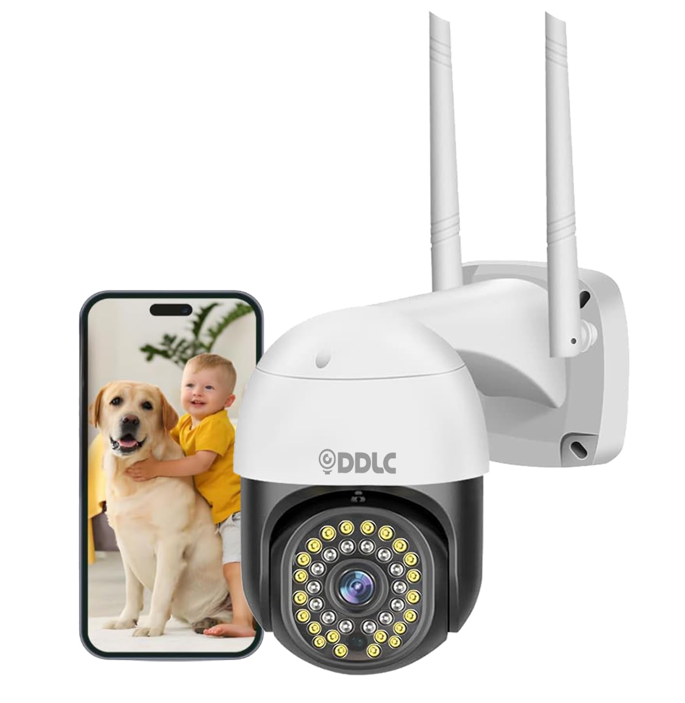 DDLC WiFi 1080p 3MP 360 Degree Pant Tilt Smart Ptz Wireless Security Camera Indoor Outdoor Security Motion Detection, Two Way Audio, Watch Live View Camera Home Office Surveillance (Black ptz)