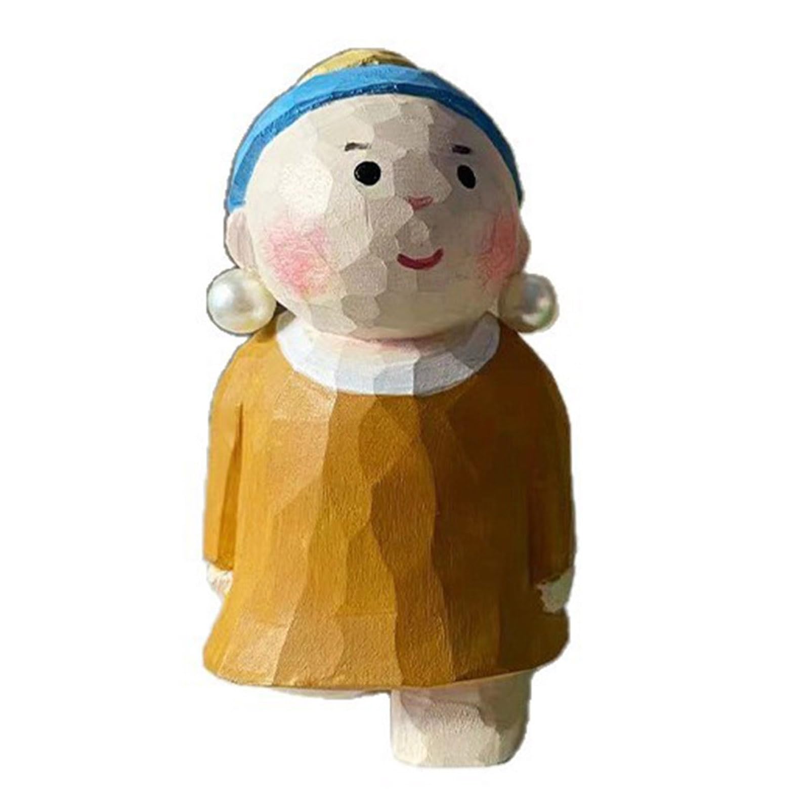 pidodou Hand Carved Wooden Oil Painting Character Figurine, Artistic Handmade Collectible Carving Ornament for Home & Office Desk Decor A Onesize