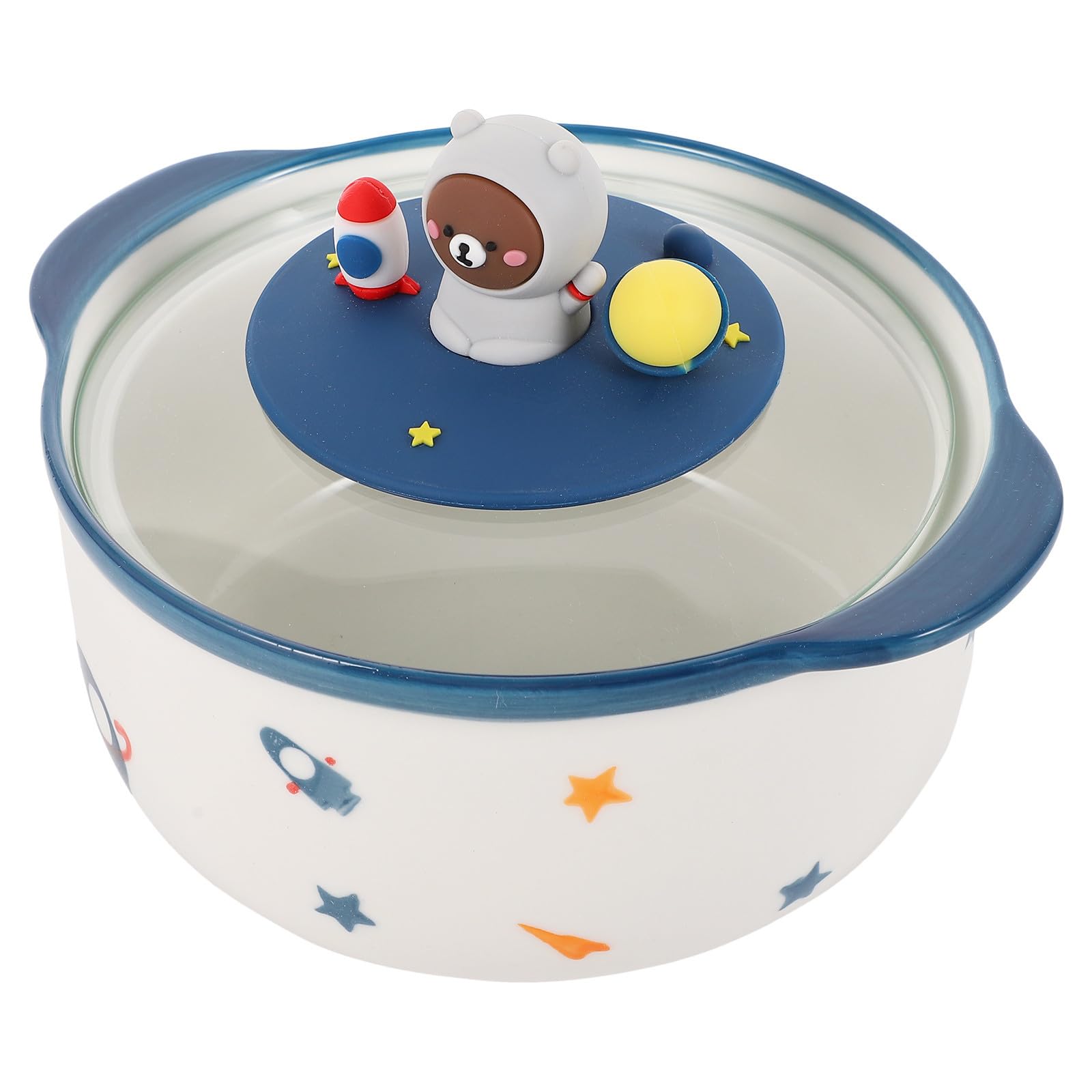 Tazón de Comida 800ml de Cerámica Tapa, Cuenco Hogar | Recipiente Resistente al Calor, Fácil de Limpiar, Uso Doméstico para Sopa y Fideos, Formato Grande